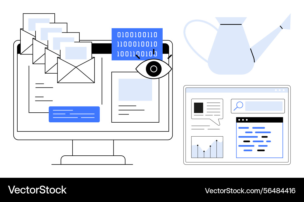 Digital communication and data management icons Digital communication and data management icons vector image