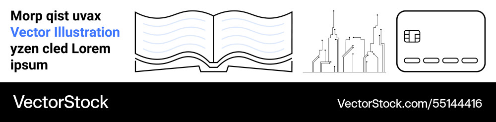 Digital with text open book city Vector Image