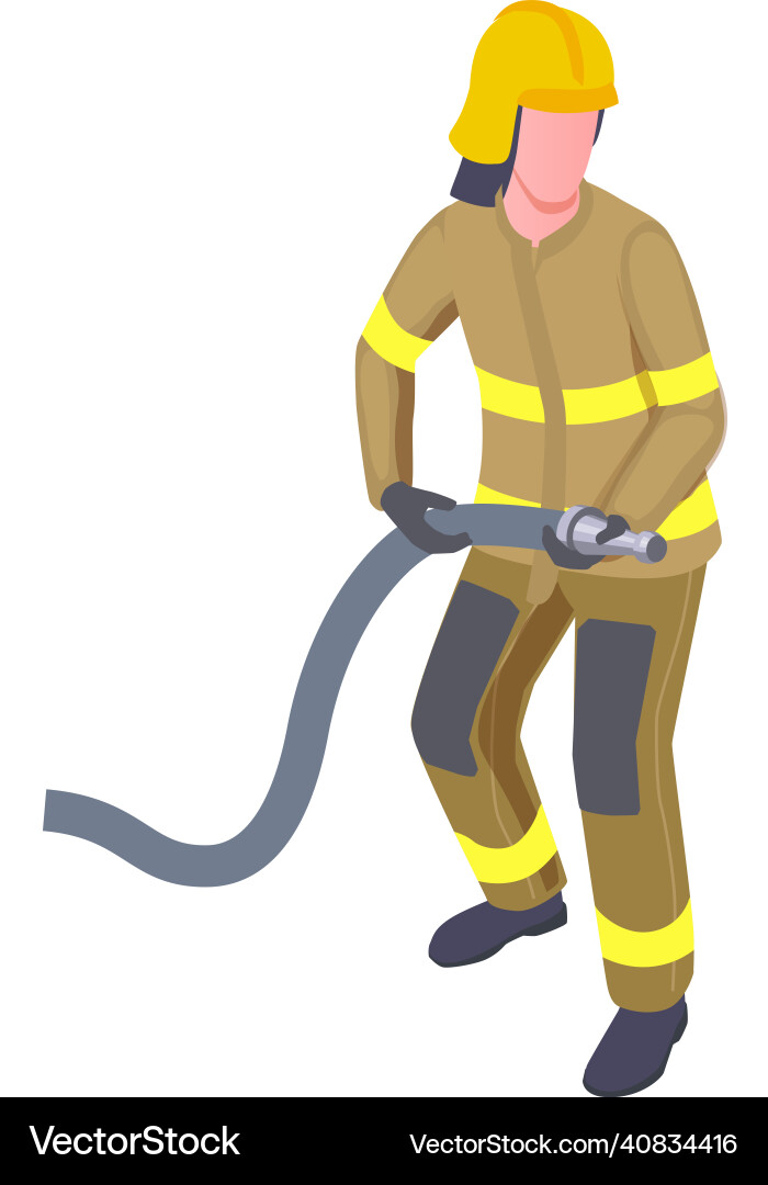 Firefighter with hose composition Royalty Free Vector Image