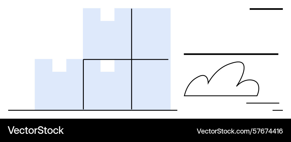 Geometric building blocks and cloud motif Geometric building blocks and cloud motif vector image