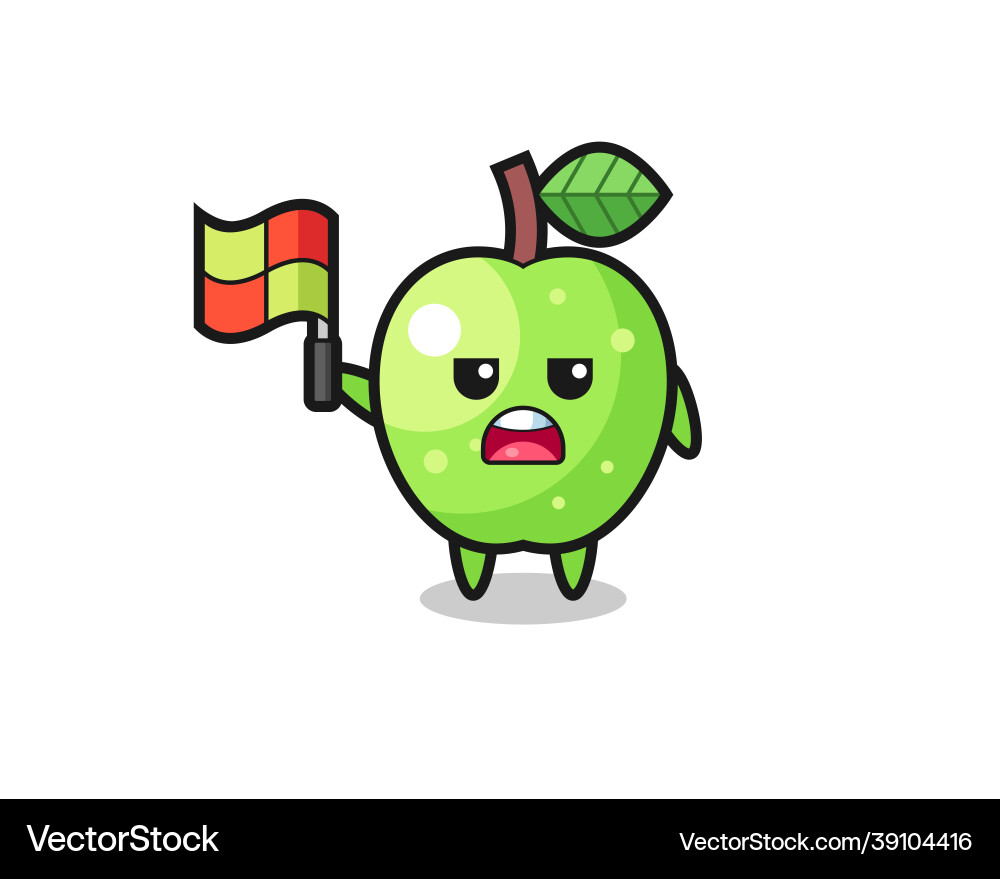 Green apple character as line judge putting Green apple character as line judge putting vector image