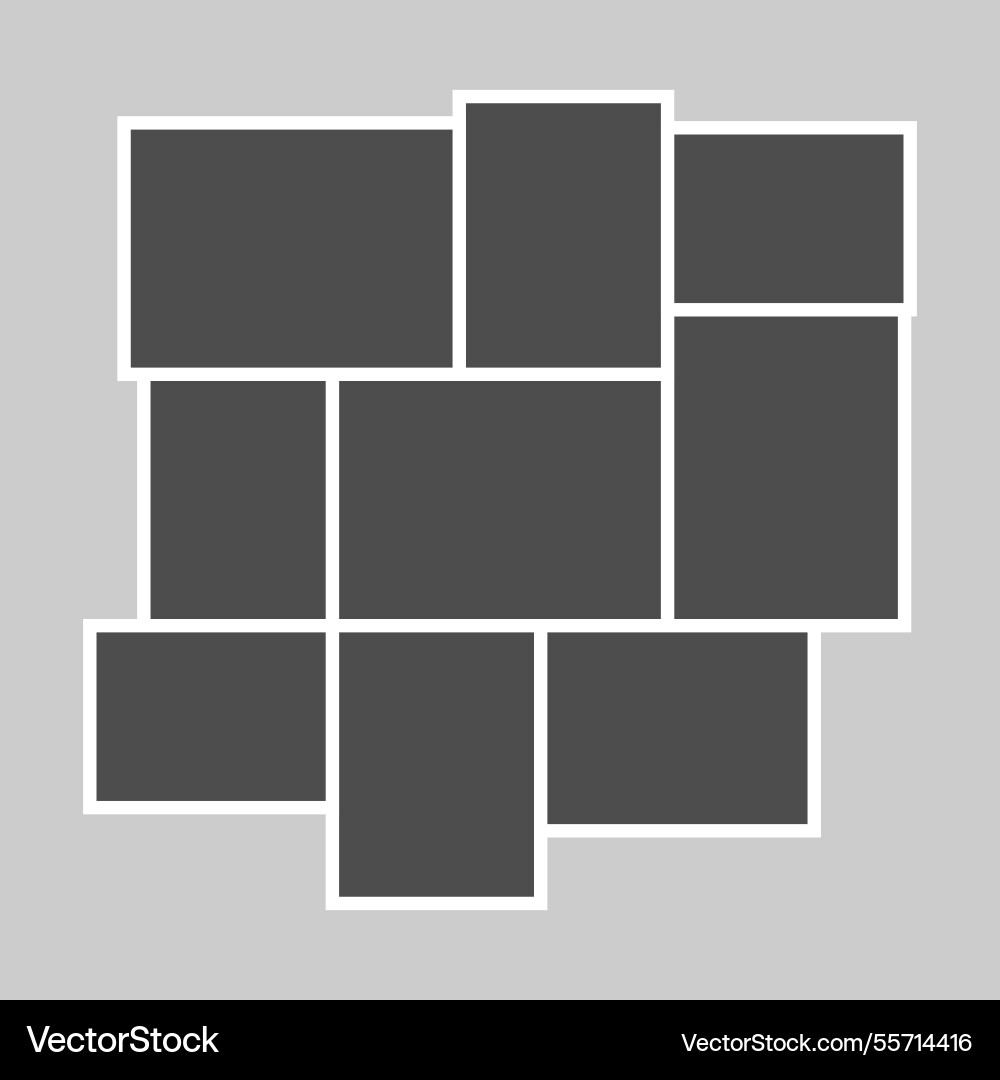 Grid template with empty photo frames designed Grid template with empty photo frames designed Vector Image