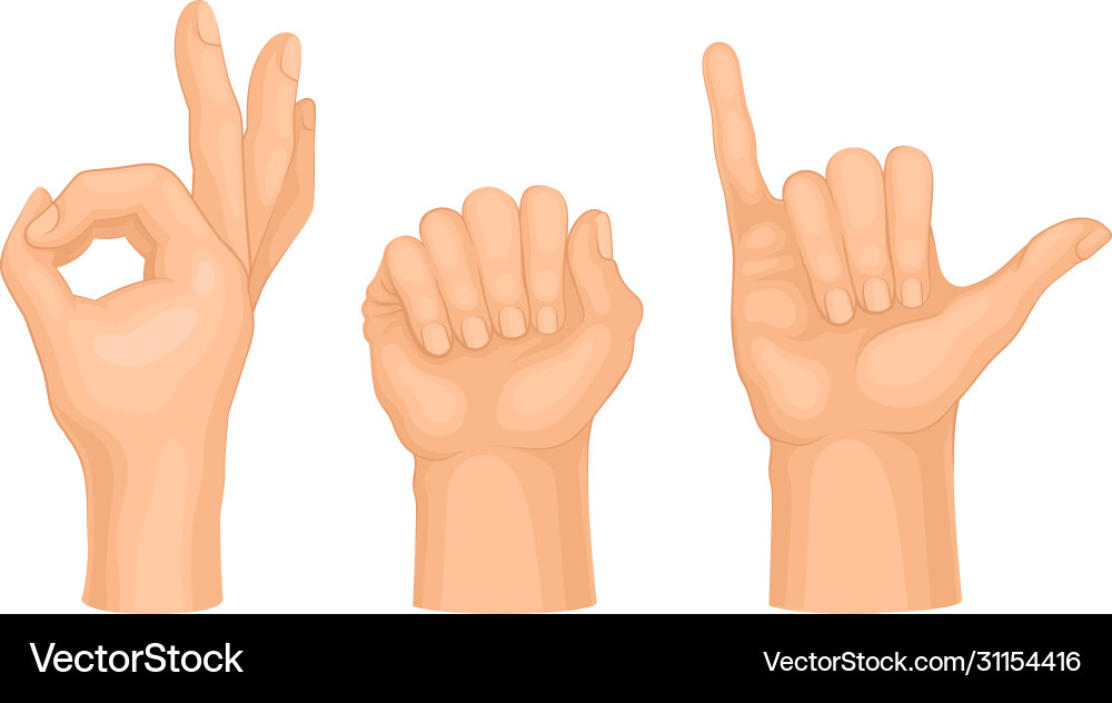 Hands making different gestures and signs isolated Hands making different gestures and signs isolated vector image