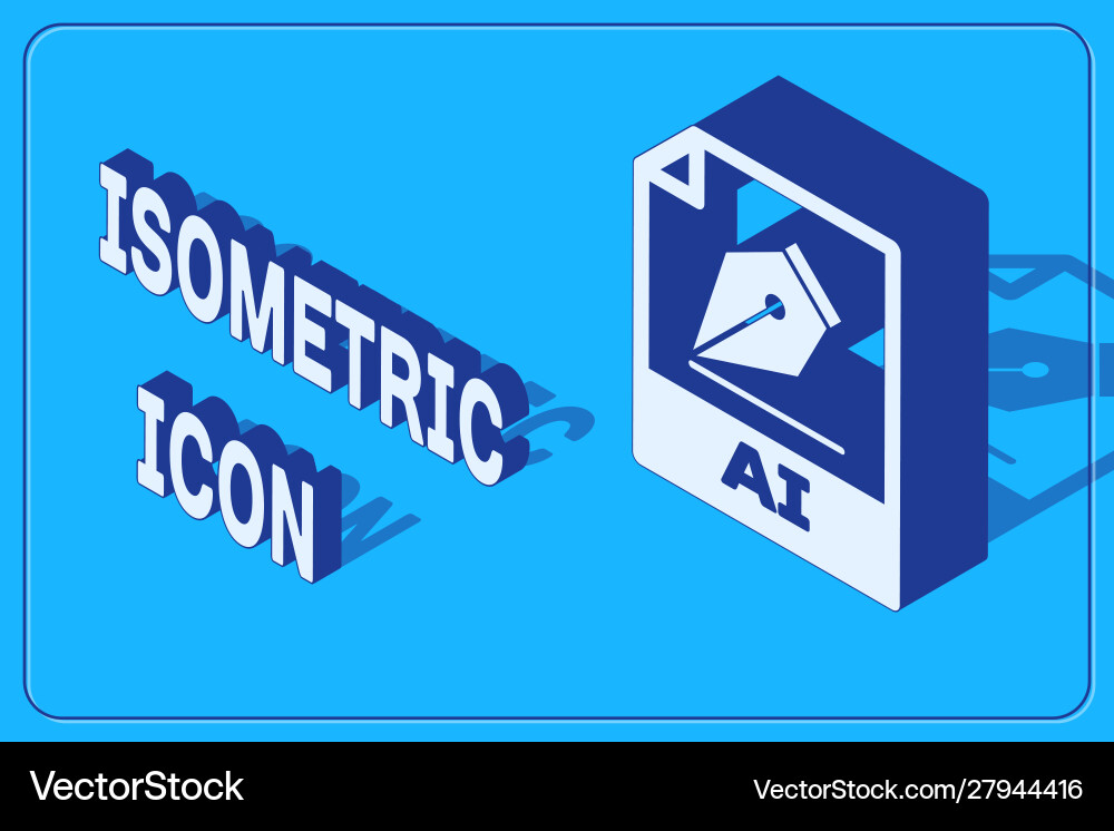 Isometric ai file document download button Isometric ai file document download button vector image
