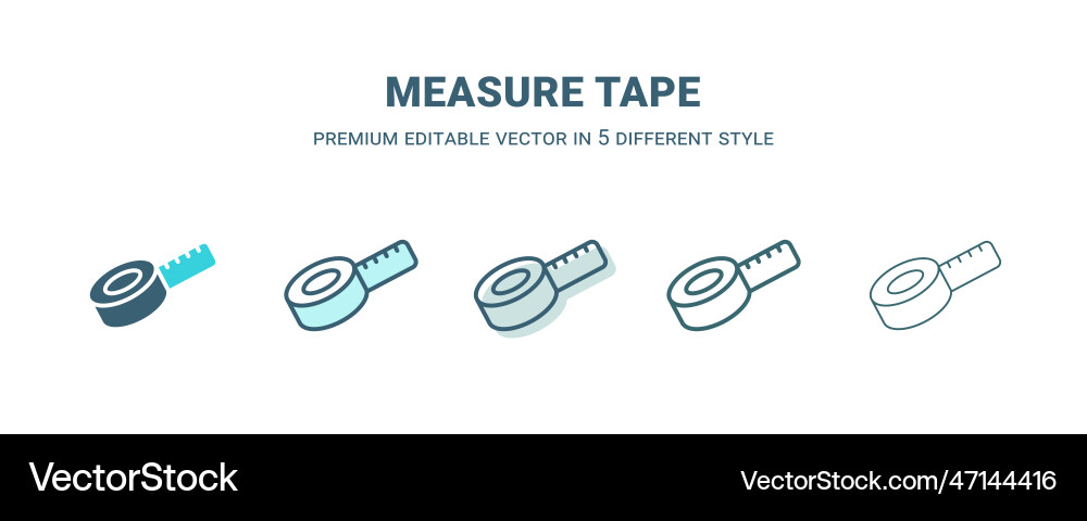 Measure tape icon in 5 different style outline Measure tape icon in 5 different style outline vector image