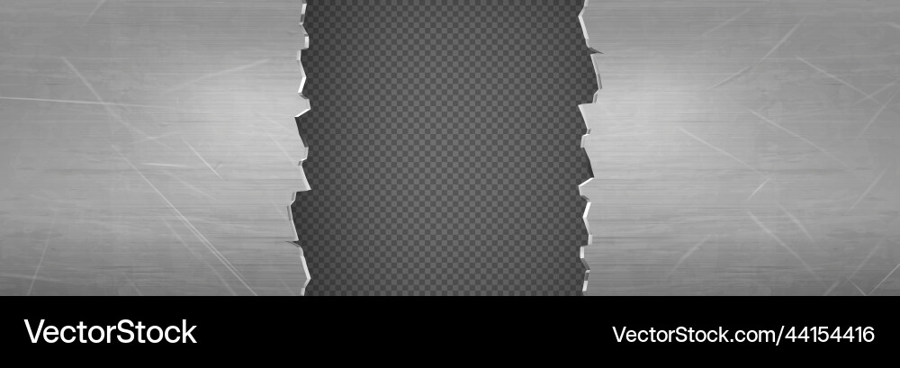 Metal rip hole horizontal background frame 3d Vector Image