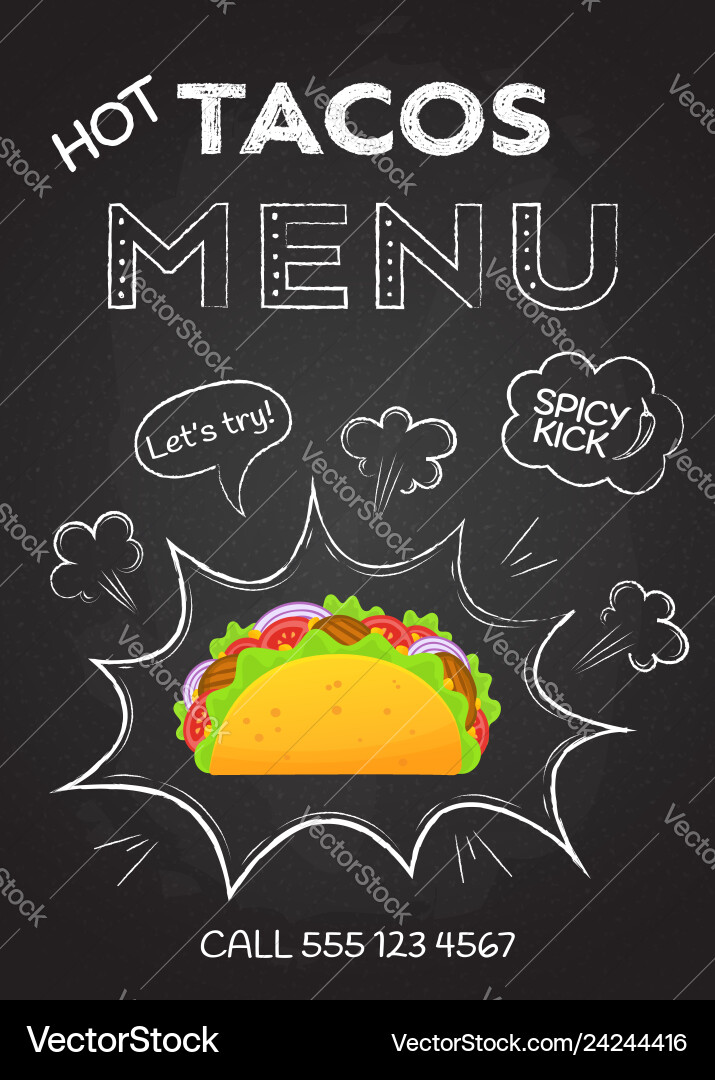 Mexikanische Küche Snack Essen heiße Tacos Menü Mexikanische Küche Snack Essen heiße Tacos Menü vektorbild