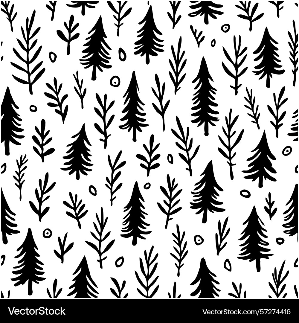 Minimalistic forest pattern with trees Minimalistic forest pattern with trees Vector Image