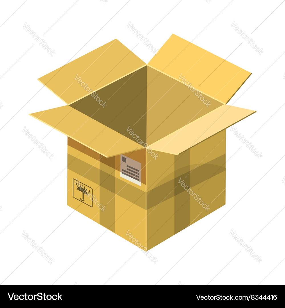 Open empty cardboard icon cartoon style Vector Image