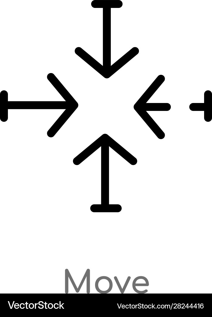 Outline move icon isolated black simple line Outline move icon isolated black simple line Vector Image