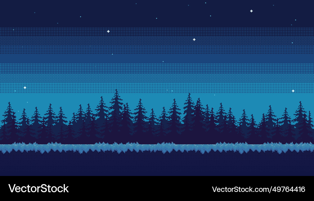 Pixel Kunstwald bei Nacht Hintergrund nahtlos Pixel Kunstwald bei Nacht Hintergrund nahtlos vektorbild