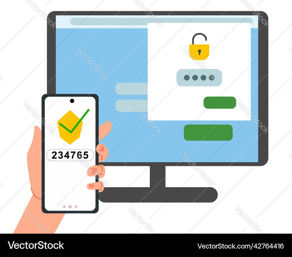 Security concept of two-factor authentication Vector Image