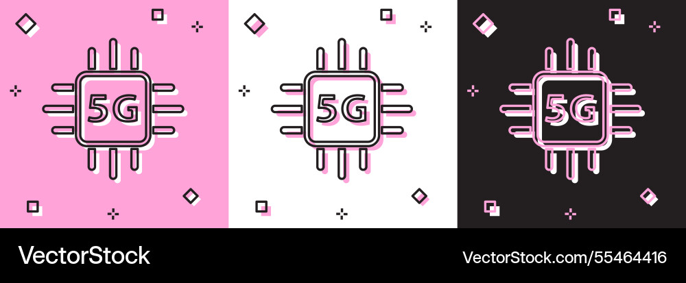 Set computer processor 5g with microcircuits cpu Set computer processor 5g with microcircuits cpu vector image