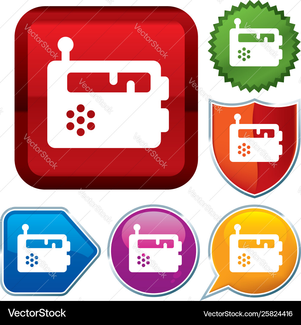 Set shiny icon series on buttons radio Vector Image