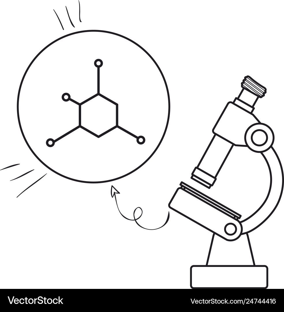 Structure molecular with microscope Vector Image