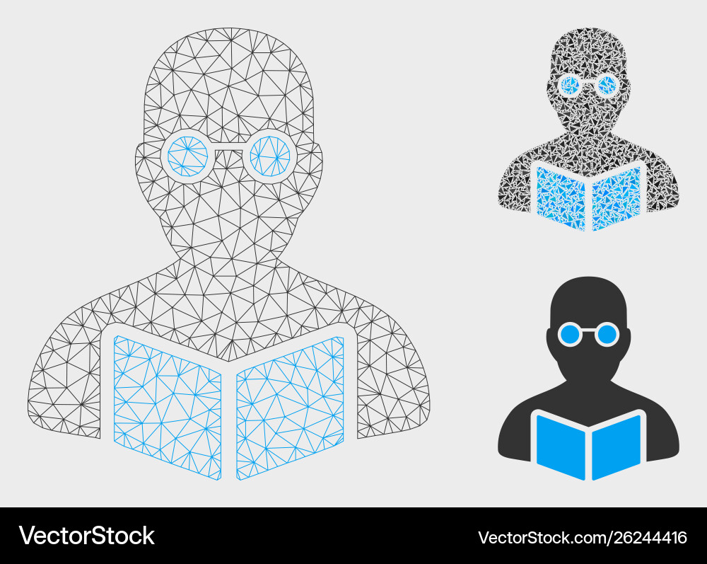 Student mesh network model and triangle Student mesh network model and triangle vector image