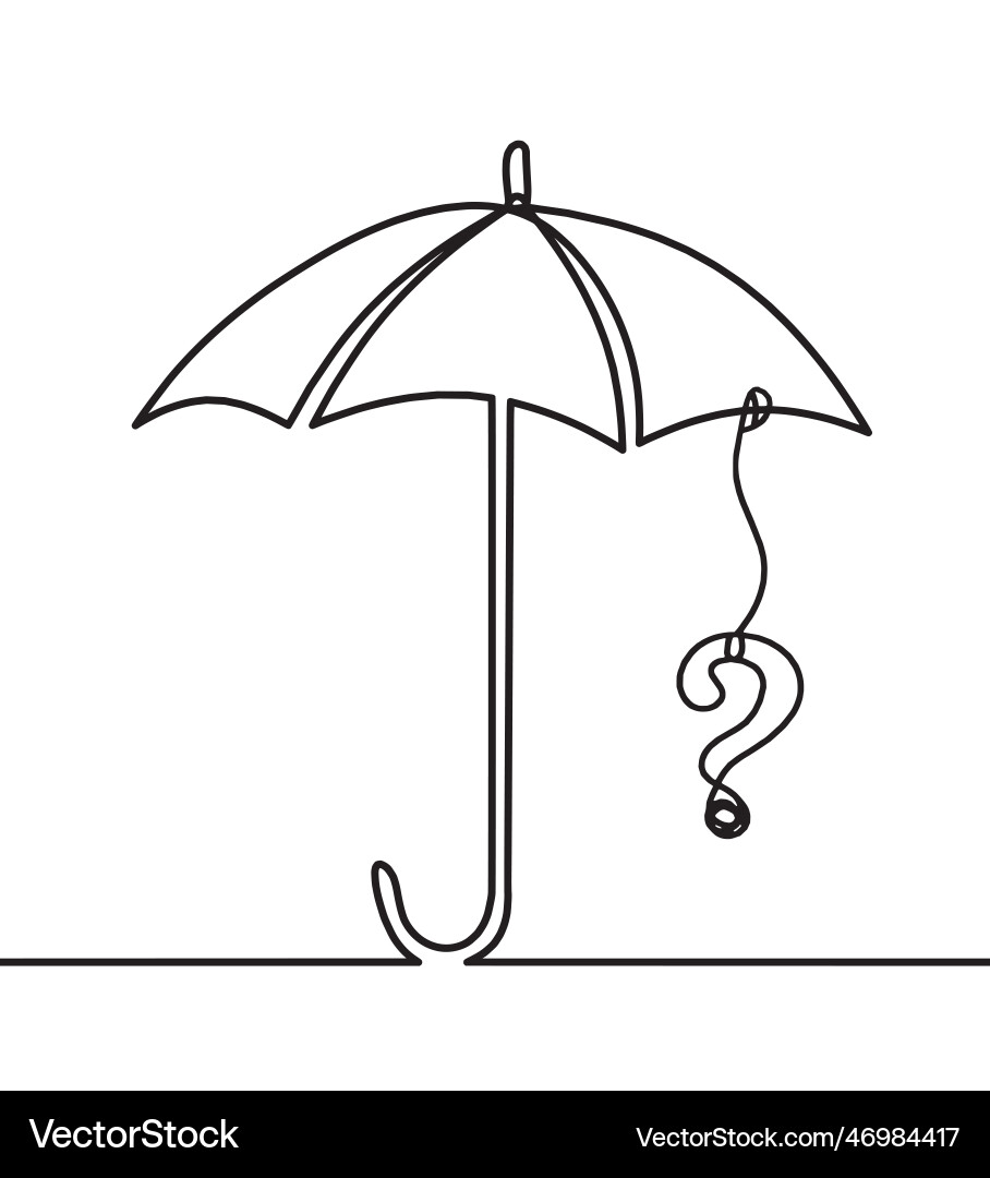 Abstract umbrella with question mark as line vector image