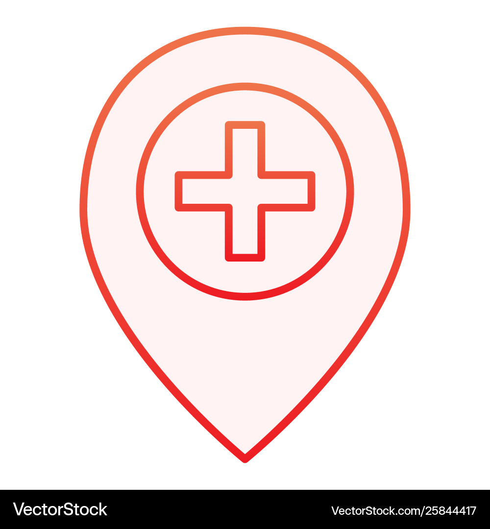 Add location flat icon map pin and plus red icons vector image