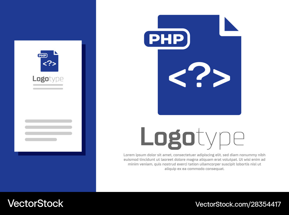 Blue php file document download button icon Vector Image