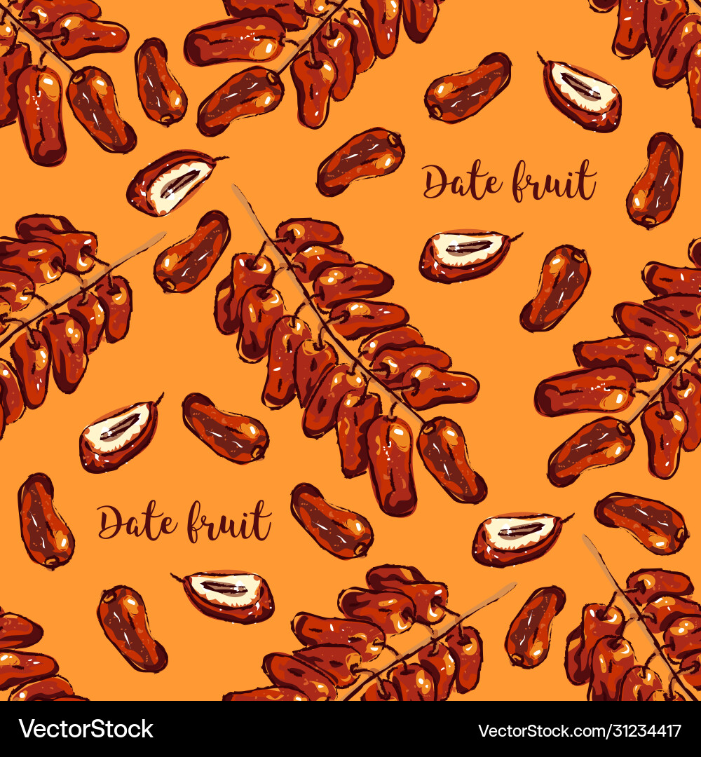 Branch dates seamless pattern fruits vector image