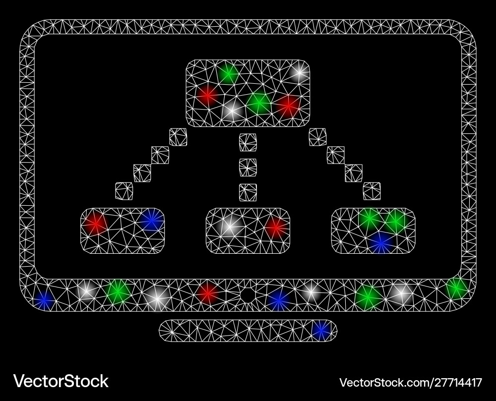 Bright mesh 2d hierarchy monitor with flash spots Bright mesh 2d hierarchy monitor with flash spots Vector Image