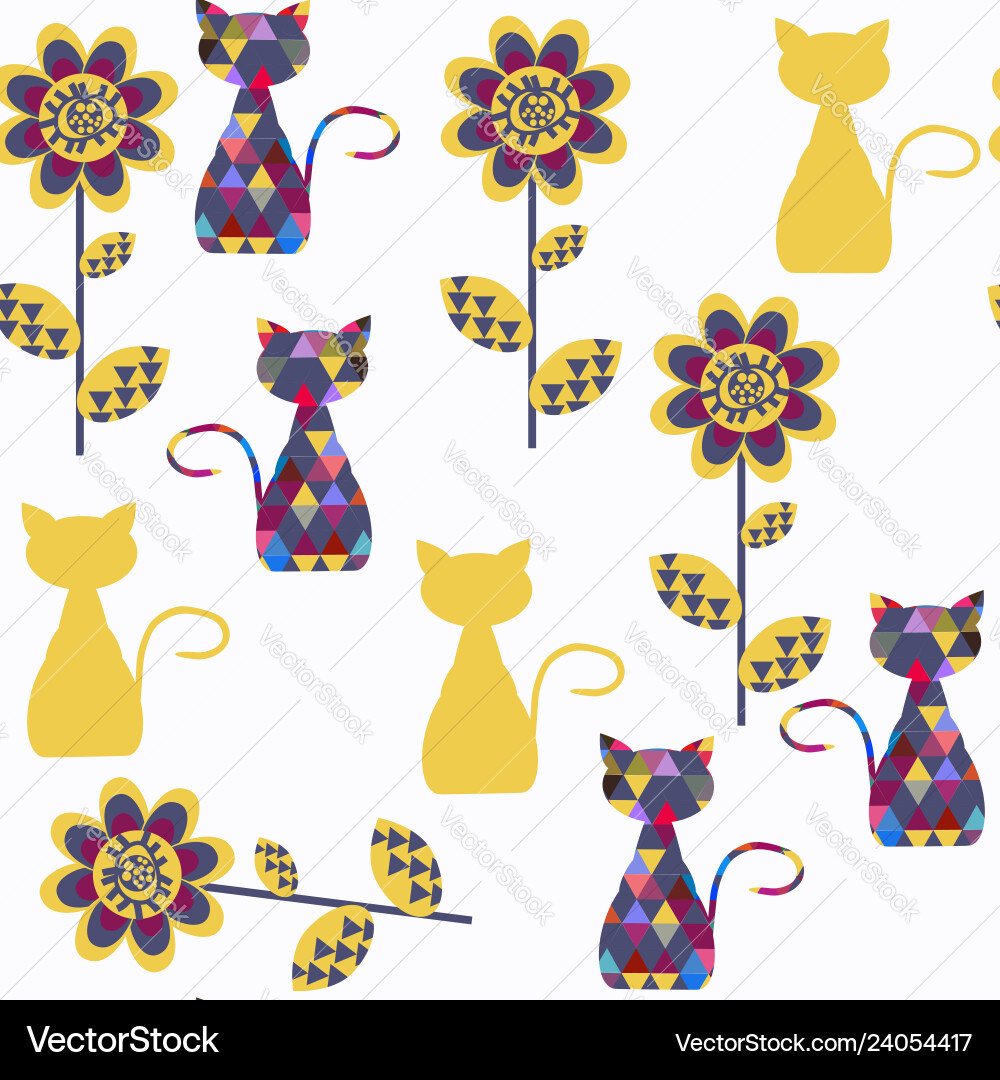 Cats abstract seamless pattern it is located Cats abstract seamless pattern it is located vector image