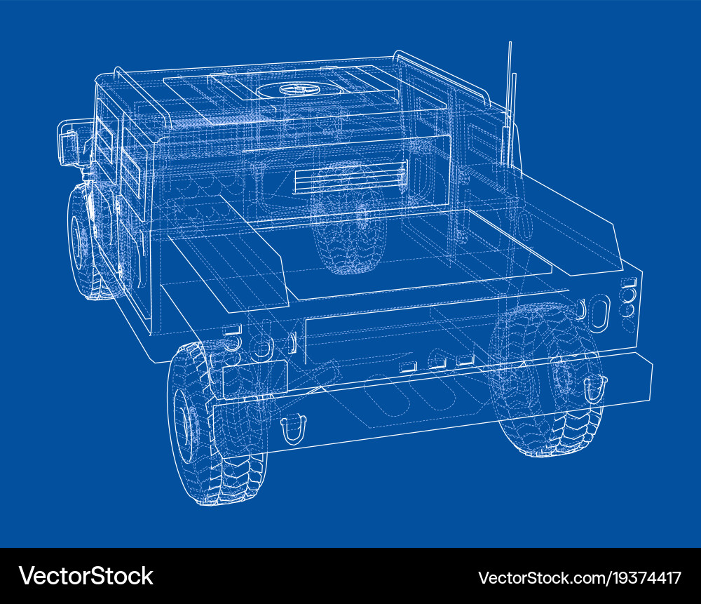 Combat car rendering of 3d Vector Image