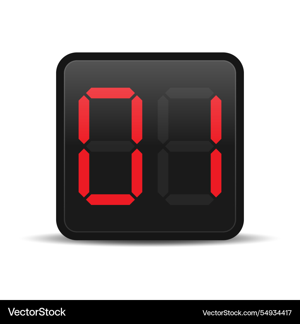Digital countdown display with red number 1 vector image