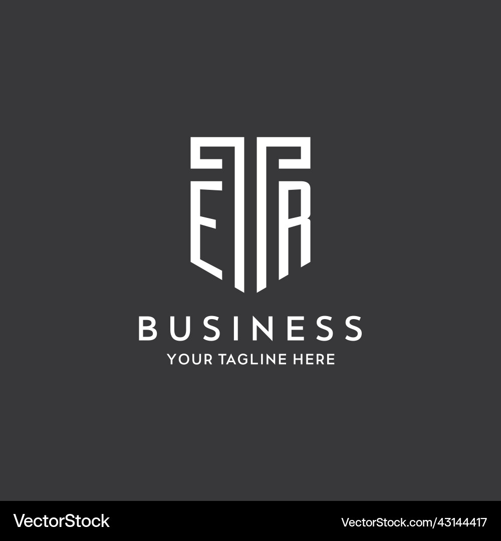 Er monogram initial name with shield shape icon Vector Image