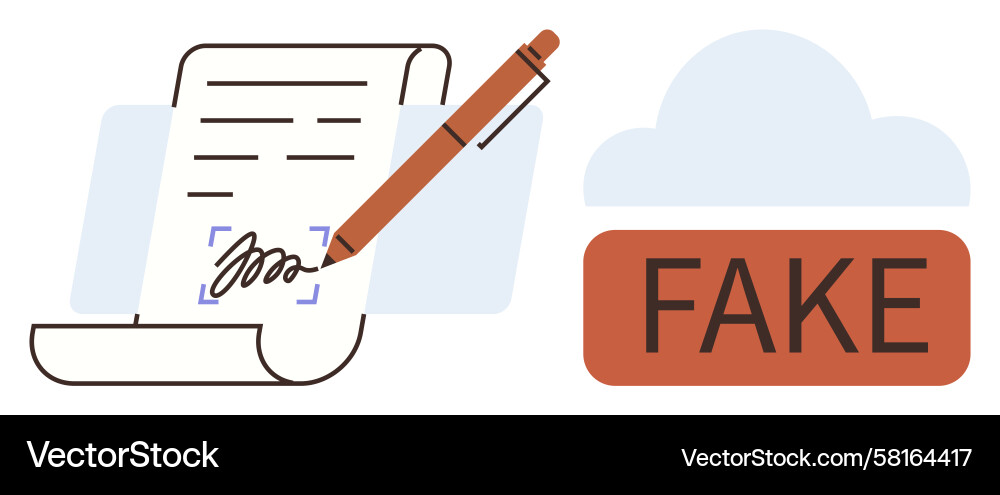 Fake Document Detection & Signature Analysis Vector Image