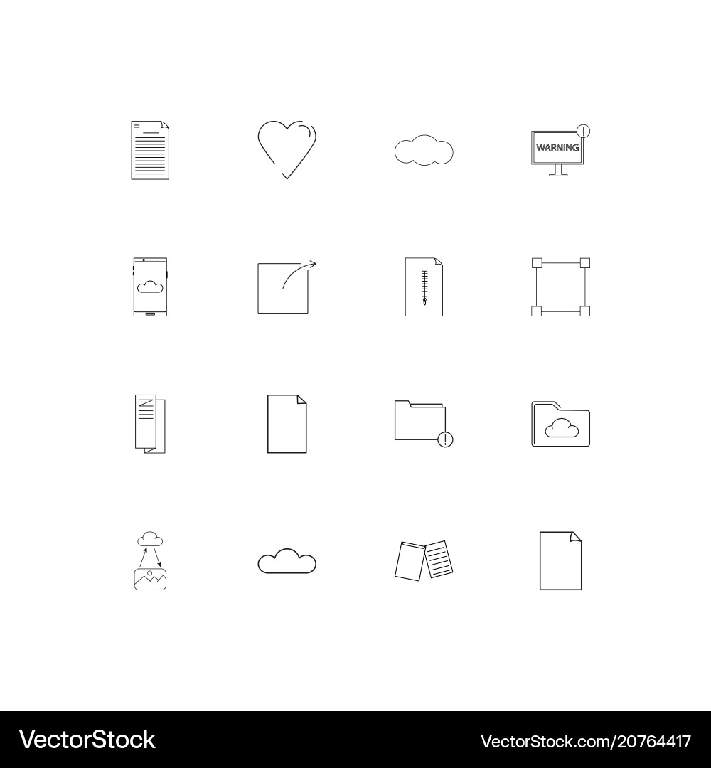 Files and folders sign linear thin icons set Vector Image