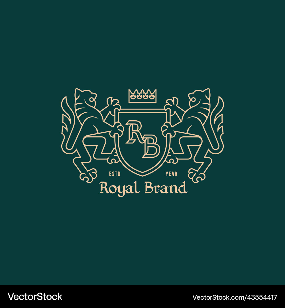 Heraldic Lions with Shield Vector Image