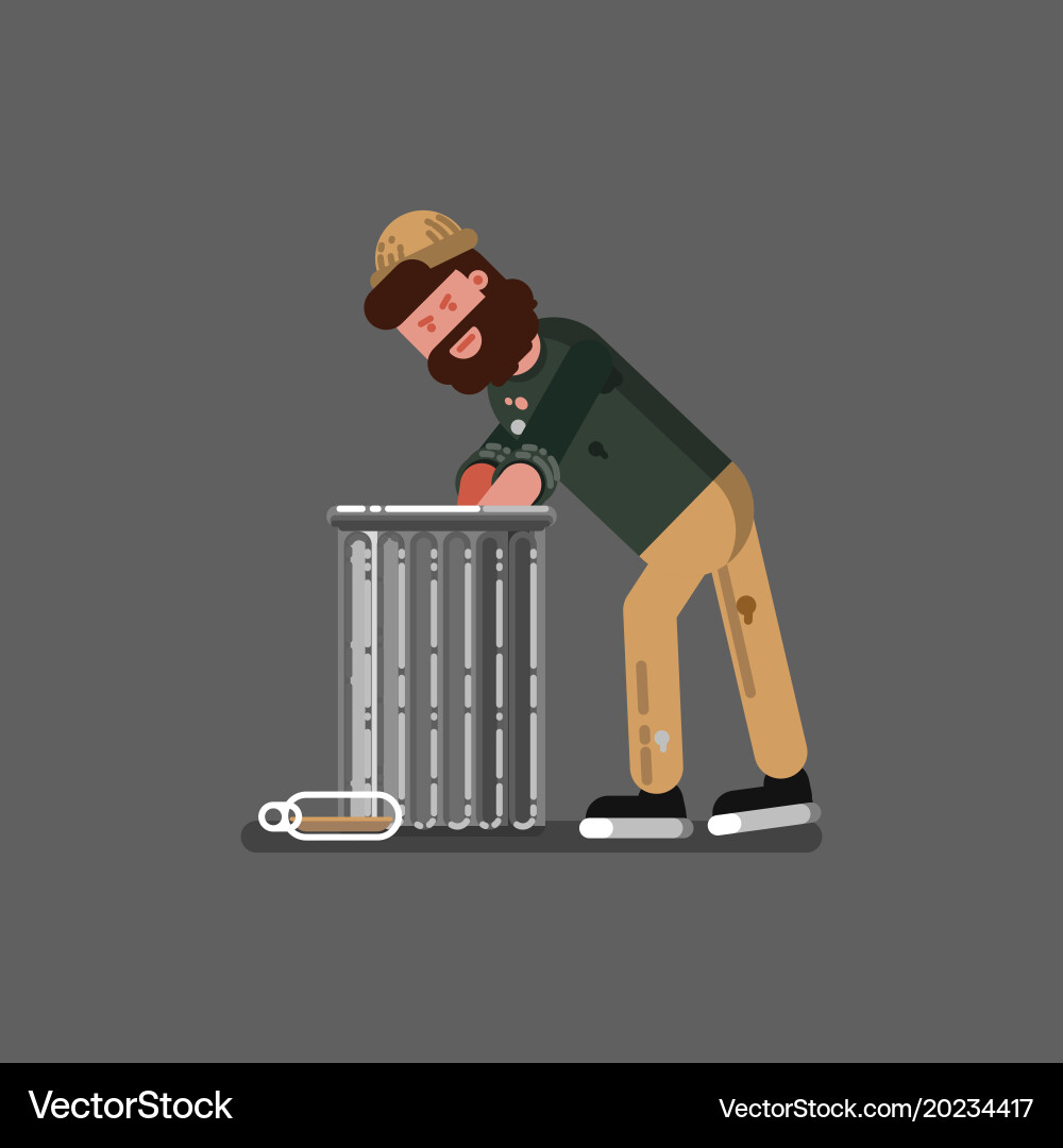 Homeless digs in the garbage Vector Image