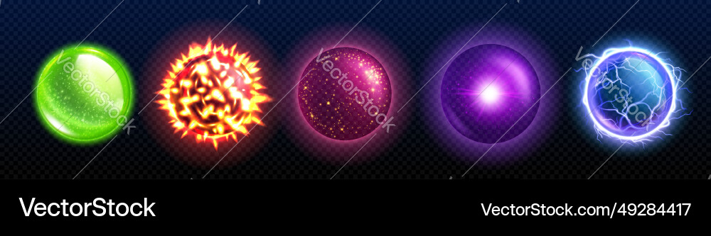 Magic Energy Balls - Glowing Orbs vector image
