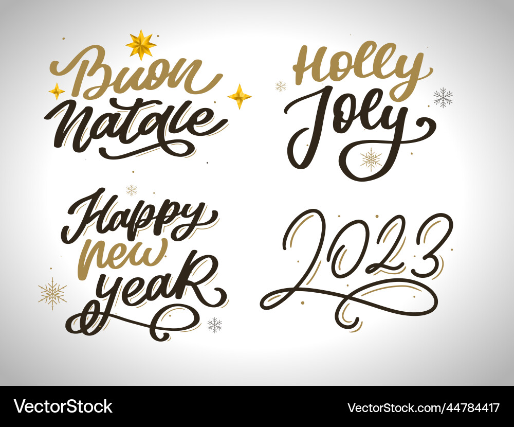 Merry christmas set 2023 happy new year Merry christmas set 2023 happy new year vector image