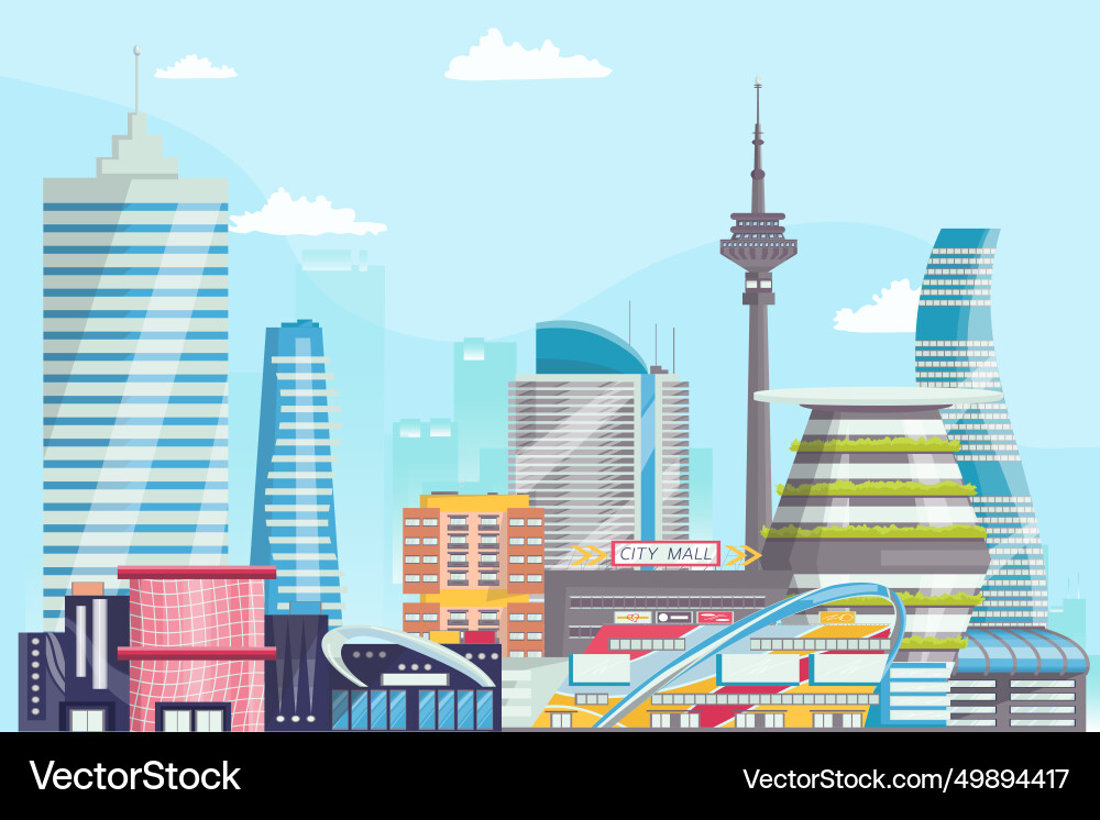 Moderne futuristische Stadtlandschaft Stadt Moderne futuristische Stadtlandschaft Stadt vektorbild