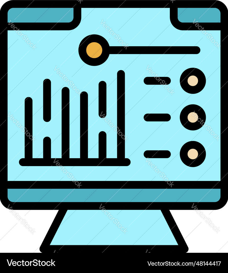 Monitor data icon flat Monitor data icon flat Vector Image