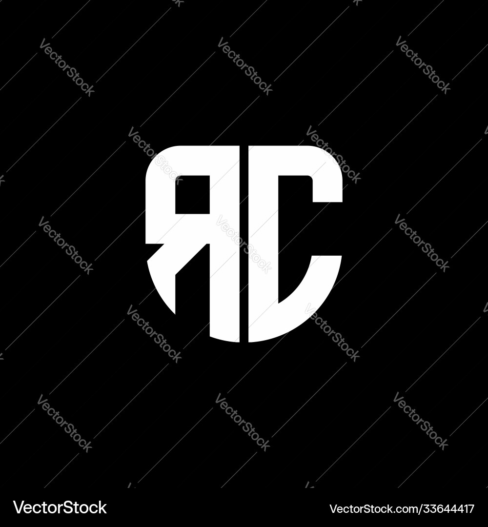 Rc logo monogram with circular shape shield Rc logo monogram with circular shape shield Vector Image