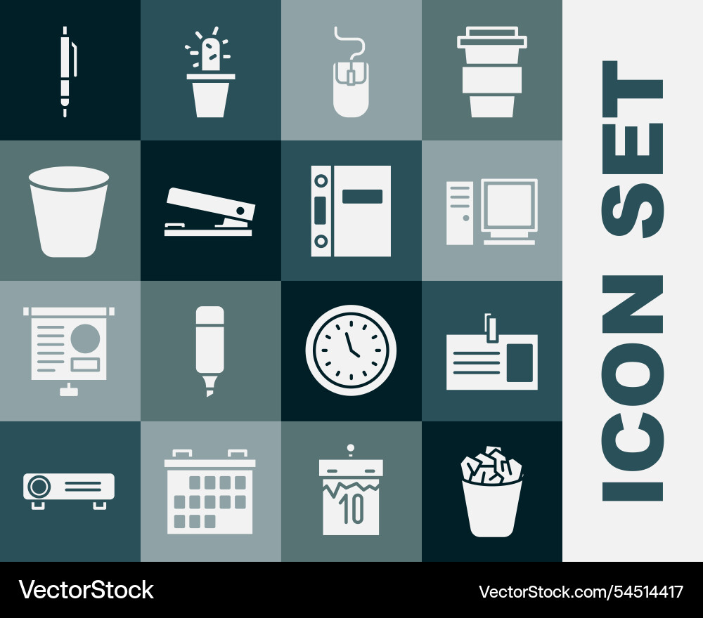 Set full trash can identification badge computer Set full trash can identification badge computer Vector Image