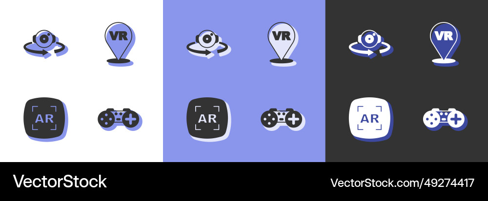Set gamepad 360 degree view augmented reality ar Set gamepad 360 degree view augmented reality ar Vector Image