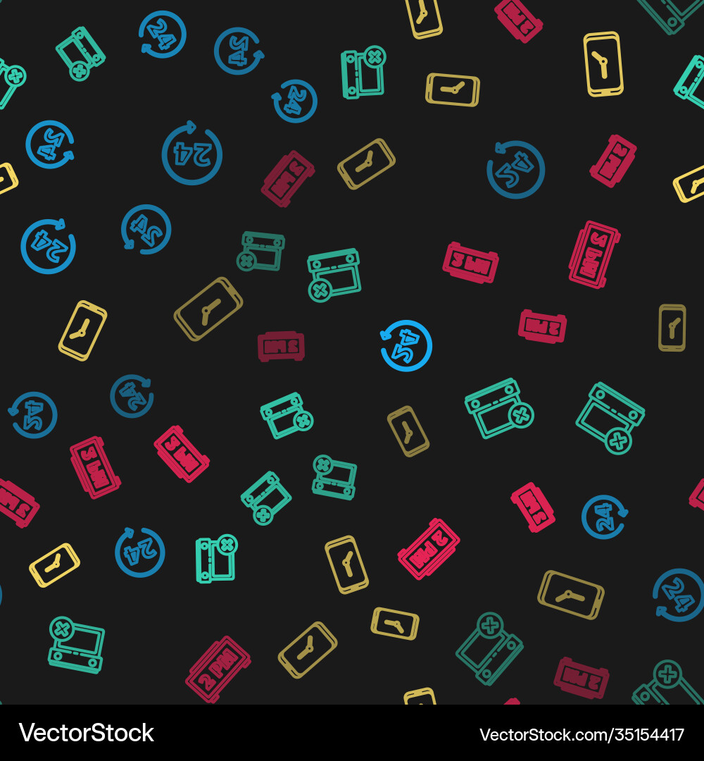 Set line clock 24 hours calendar date delete Set line clock 24 hours calendar date delete vector image
