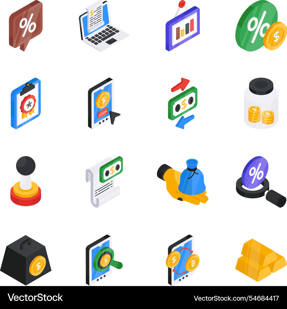 Set of calculation flat icons Vector Image