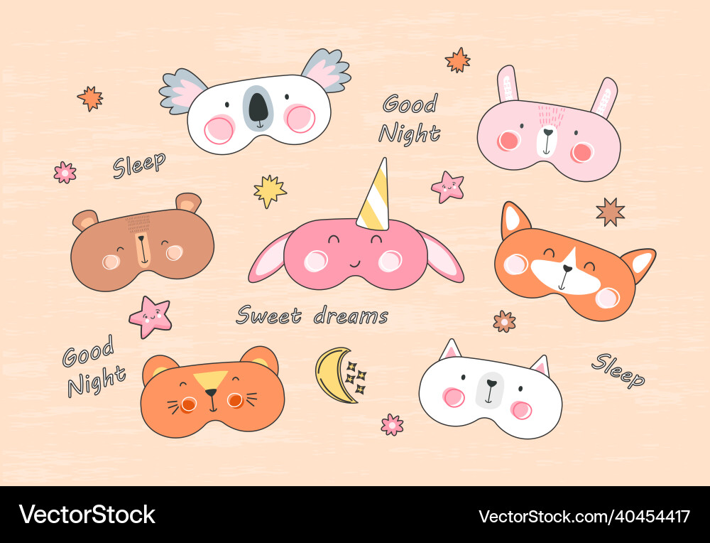 Set of sleep masks vector image