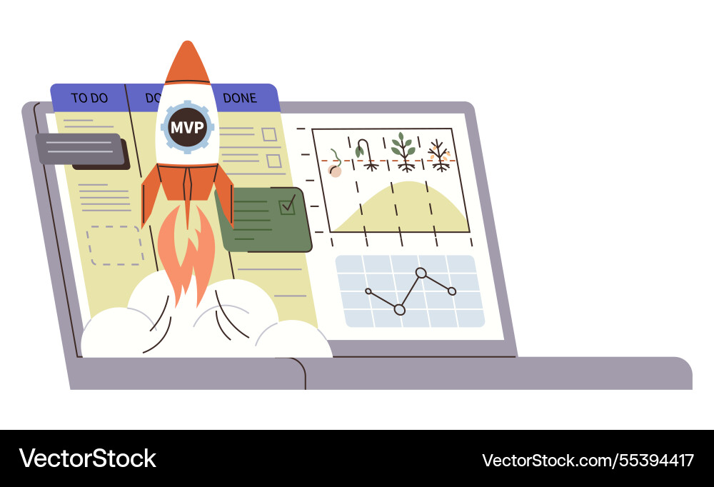 Startup rocket launching from project management Startup rocket launching from project management vector image