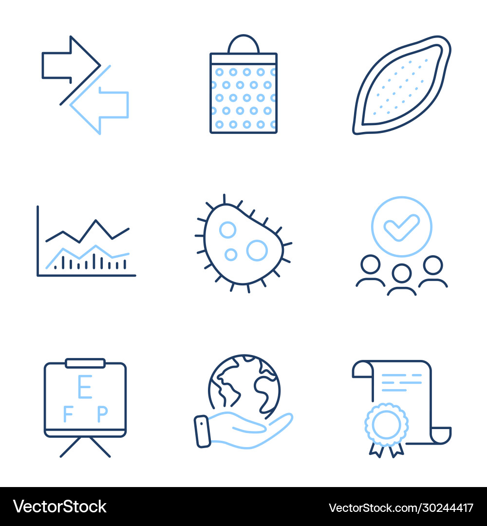 Synchronize cocoa nut and vision board icons set Synchronize cocoa nut and vision board icons set vector image