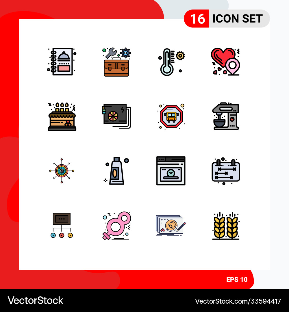 User interface pack 16 basic flat color filled Vector Image