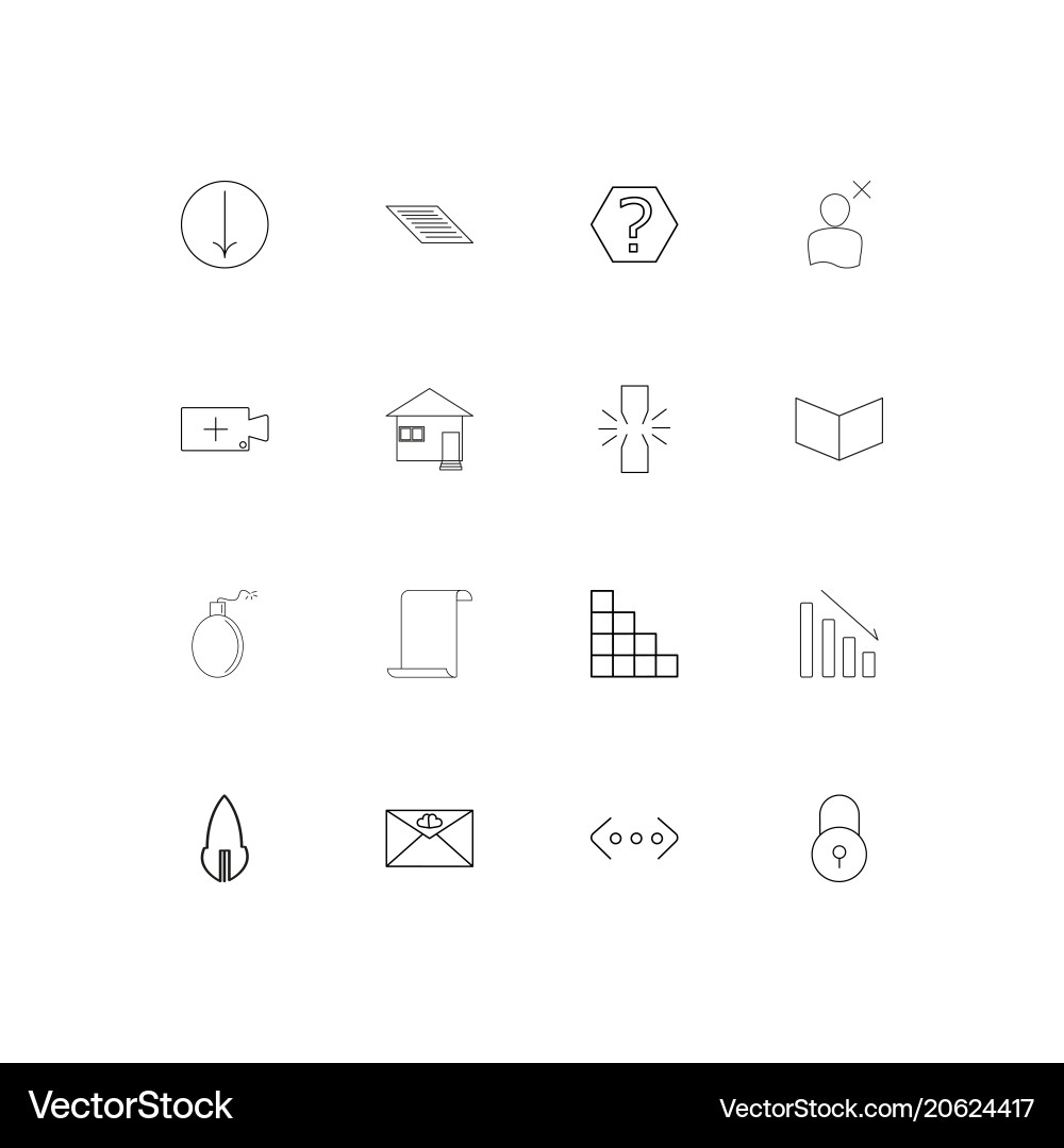 Web and text simple linear icons set outlined Vector Image