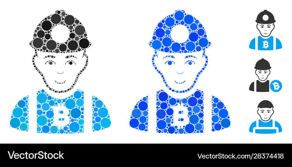Bitcoin miner composition icon round dots Bitcoin miner composition icon round dots vector image