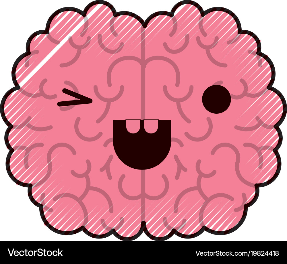 Brain character with eye wink expression Vector Image