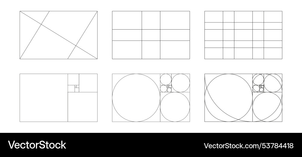 Golden ratio graphic template fibonacci array Golden ratio graphic template fibonacci array vector image